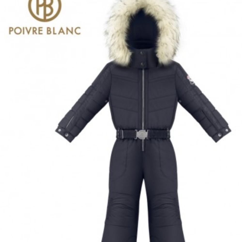 Poivre Blanc Black Overall Snowsuit with Fur Trim 2T